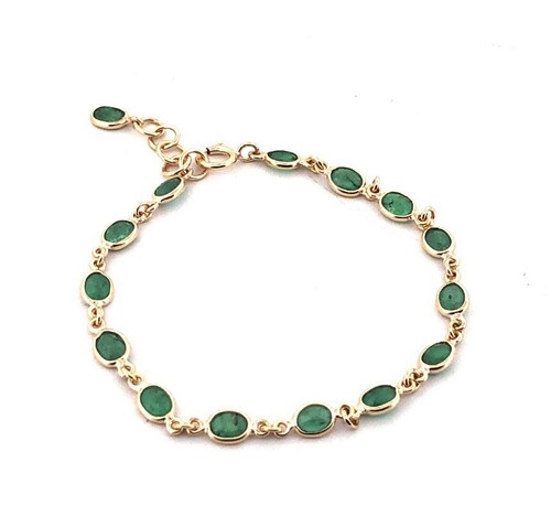 Bracciale con lunetta - , smeraldo