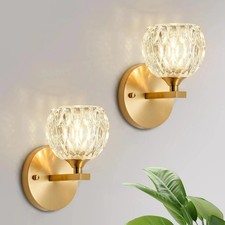 Applique da parete vintage set di 2 applique ottone antico lampada da parete vetro oro s...