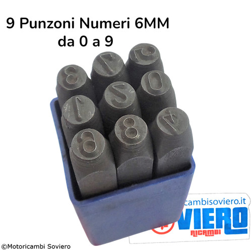 Set punzoni numeri 6mm da - da,