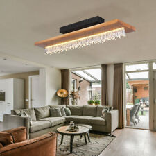 Plafoniera Lampada Wood Lampada da Soggiorno Cristalli Nero LED