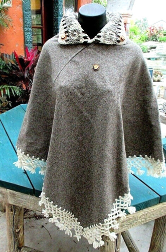Poncho donna lana tessuto