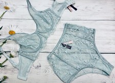 Victoria's Secret Luxe Lingerie Copertura Completa Tuffo Reggiseno Vita Alta Blu