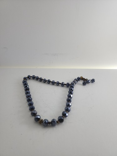 Collana perline grigio blu - collana,