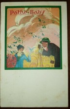 Cartolina d'epoca pubblicità telecamere fotografiche Pathe'Baby illustratore  