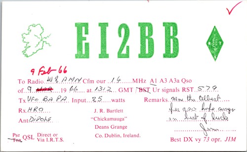 1966 ei2bb qsl card dublino - ei2bb,