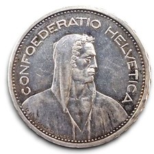 Svizzera Switzerland 5 franchi francs 1931 argento SPL+