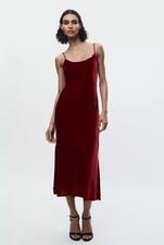 Abito Lungo Velluto Rosso Zara