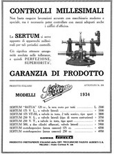 PUBBL. 1934 MOTO SERTUM OFFICINE MECCANICHE F.ALBERTI MODELLI LISTINO PREZZI  