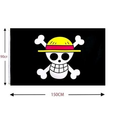 Bandiera One Piece 90cm X 150cm Flag Ciurma Cappello Di Paglia StrawHat Crew