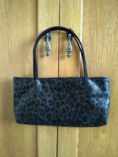 Borsa da sera in stampa leone, lucida, nero/marrone/argento