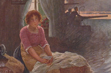 CARTOLINA  ARTE PITTURA VISIONI DI GUERRA LA FIDANZATA C. SACCAGGI NON VIAGGIATA