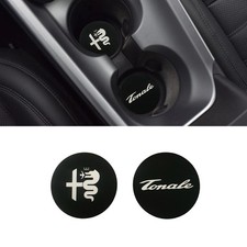 ALFA ROMEO TONALE BLACK ALUMINIUM CUP HOLDER PLATE - PLAQUE DE PORTE-GOBELET