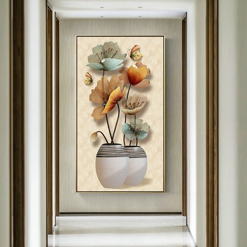 Quadri tela fiori farfalla - su,