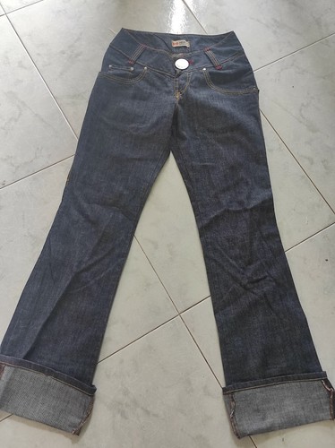 Jeans donna blu scuro vita