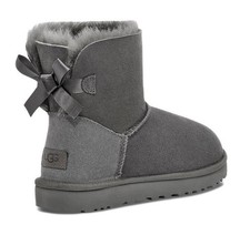 UGG MINI BAILEY BOW II GREY FIOCCO FISSO CAMOSCIO 1016501 ORIGINALI NUOVI