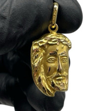 Ciondolo Charm Volto faccia Viso di Gesù Oro Giallo 18kt Nuovo per Collana Uomo