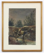 Paesaggio orientale con asino