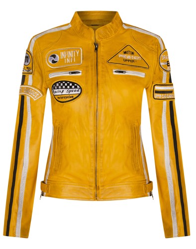 Donna giallo pelle giacca - pelle, da