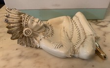 VINTAGE 11" GRANDE FIGURA CERAMICA PORTAMONETE AMERICA INDIANO NATIVO MADE IN ITALY