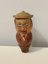 Tappo da bottiglia in legno intagliato – personaggio con cappello – Grazzano...