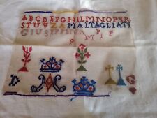 ANTICO  IMPARATICCIO SAMPLER RICAMO A PUNTO CROCE  