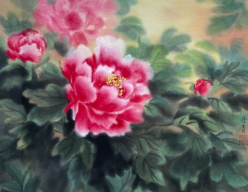 Peonie acquerello cinese - peonie,,