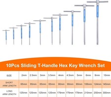 Set 10 chiavi esagono esagonali maschio a T brugola impugnatura girevole 2÷10mm