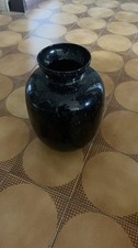 Antico Vaso Vetro Murano Nero Con Pagliuzze Bianche.