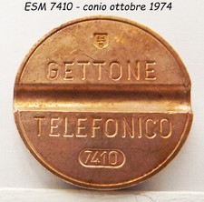 1974 GETTONE TELEFONICO ESM 7410 in gettoni da telefono di raro medaglia token #