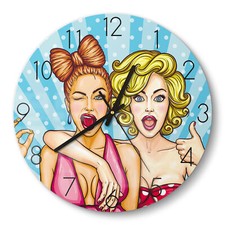 Orologio in vetro DEQORI 'amiche impertinenti' orologio da parete orologio in vetro design silenzioso, di Ausf.