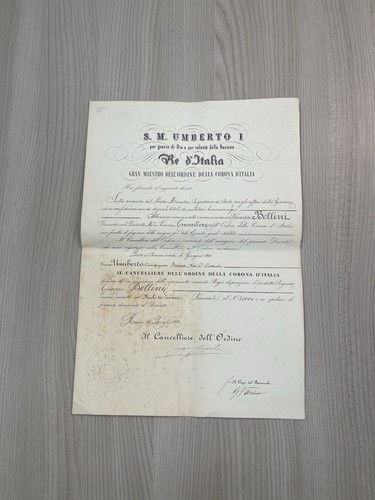 Raro diploma 1881 - umberto, |