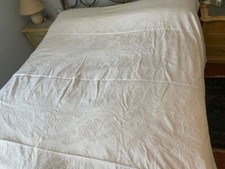 COPRILETTO MATRIMONIALE VINTAGE DI PIQUET PURO COTONE BIANCO SMERLATO A MANO