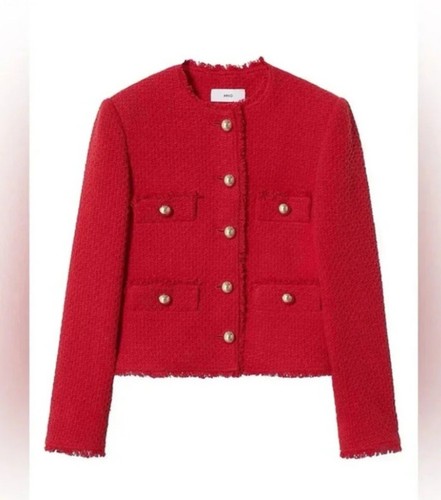 Blazer tweed rosso mango