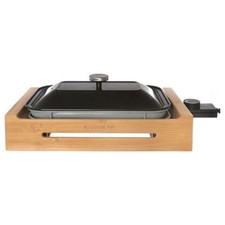 Kasanova Grill Elettrico 1200W  Coperchio in Alluminio e Base in Bambù