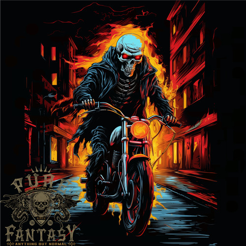 Fire skull rider cafe racer - skull,