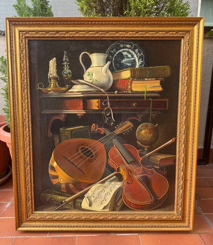Grande dipinto olio tavola - su,