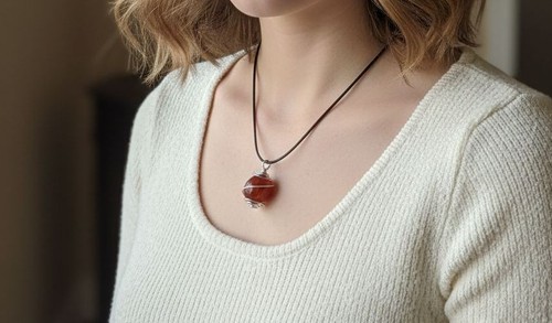 Collana pietra naturale rosso - naturale,