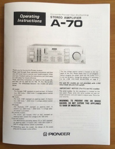Pioneer amplificatore - pioneer, a-70