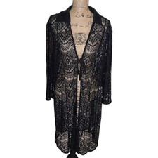 Cardigan spolverino pizzo nero