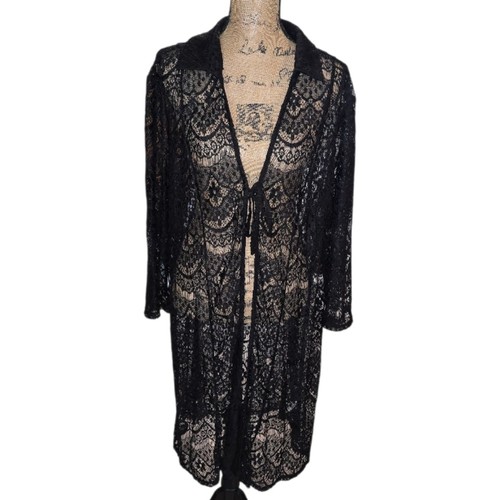 Cardigan nero spolverino - , pizzo