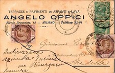 Cartolina - Regno - 1910 - Terrazze e Pavimenti di Asfalti e Lava-Milano-FG - VG