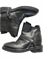 Stivaletti donna Cinzia Araia taglia 38,5/8 Italia pelle nera biker moto BELLI!