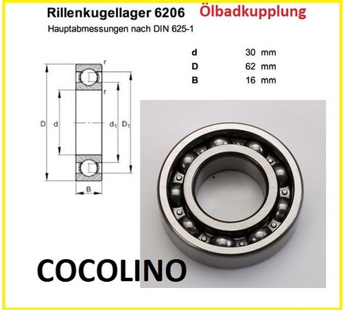 Cuscinetto albero motore 6206