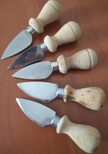 SET 5 COLTELLO PER FORMAGGIO PARMIGIANO TAGLIAGRANA IN ACCIAIO CON MANICO IN LEG