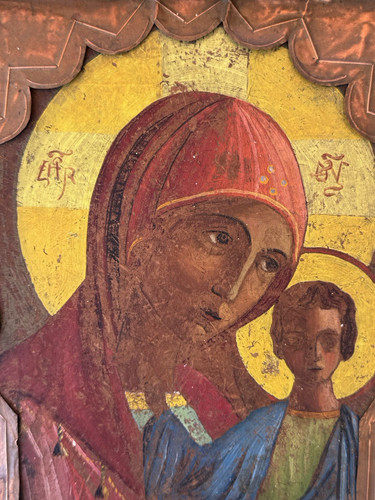 Antica icona russa madre di - icona,