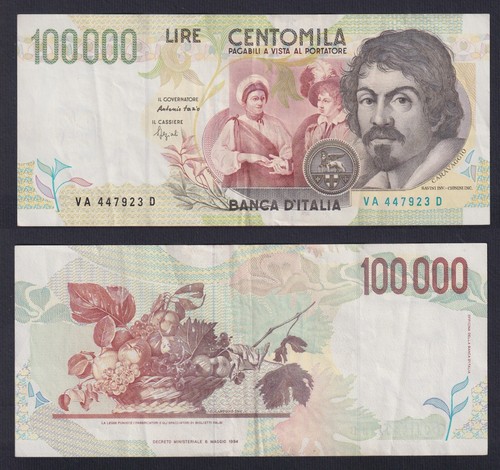 Banconota italia 100000 lire - italia,