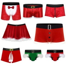 Boxer Uomo Ecopelle Babbo Natale Uniforme Natale Pantaloncini Cosplay Intimo