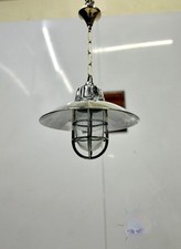 Lampada a sospensione in alluminio con paralume e catena in ottone - sospensione nautica