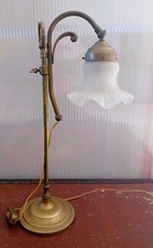 Lampada art nuveau da tavolo comodino in ottone e vetro vintage funzionante