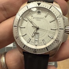 Orologio Uomo Zodiac Speed Sea Dragon Diver Quadrante Argento Cinturino Nero Batteria Nuova